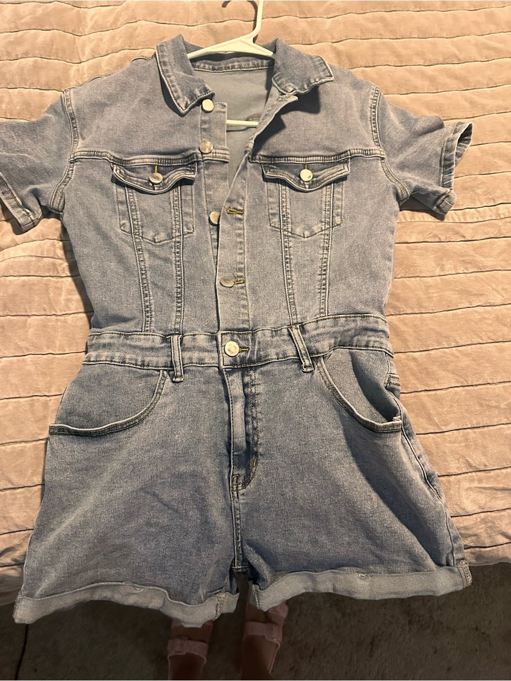 Girls' Light Blue Denim Romper Shorts